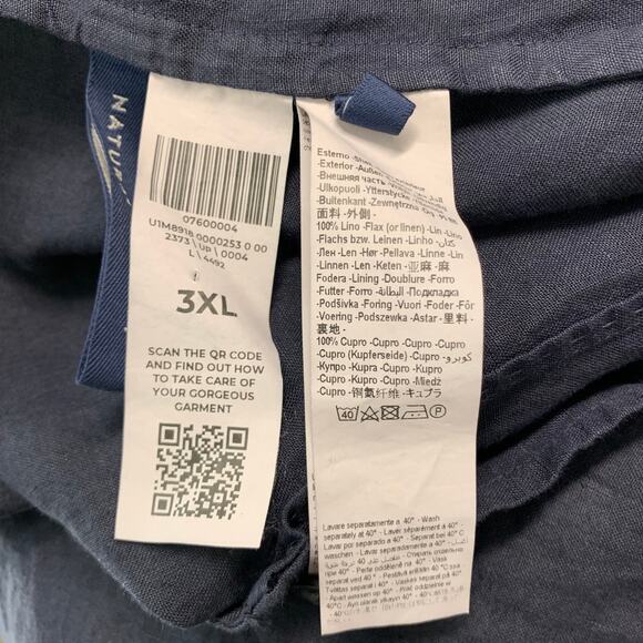 120% LINO Size 46 Navy Linen Notch Lapel Sport Coat - Picture 7 of 10